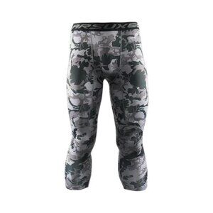 ArSuxeo Men's Size Lg Sports Camoflage Compression Bottoms 3/4 Running Leggings